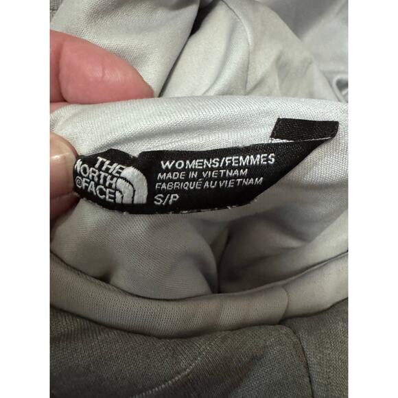 The North Face Womens Small Hooded Sweatshirt Gray Quilted Top with Dark Blue - Picture 3 of 4
